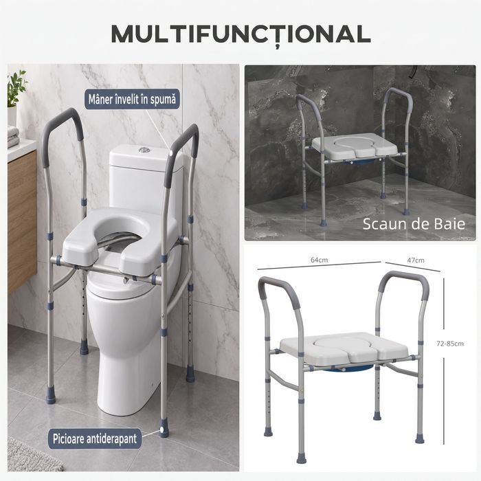 Scaun comod WC pentru vârstnici și persoane cu dizabilități