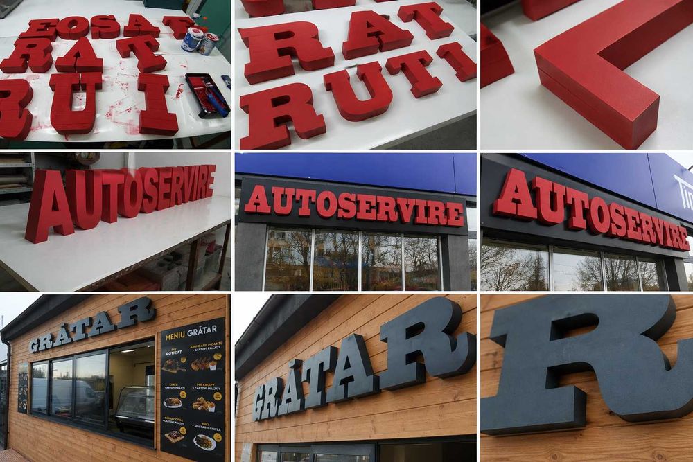 LITERE VOLUMETRICE POLISTIREN PLOIEȘTI 3D firme, logo-uri personalizate premium rapid.