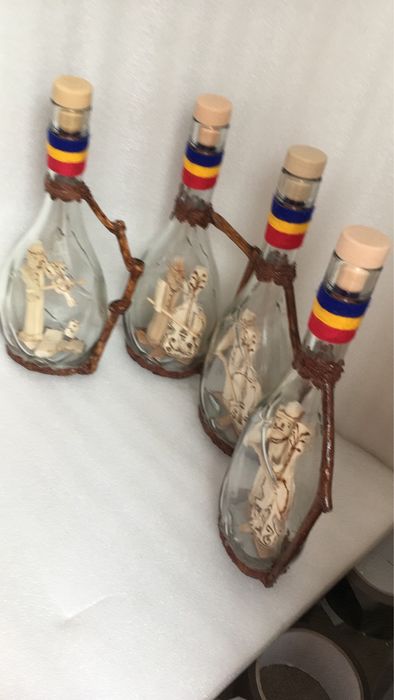 Sticle artizanale cu lemn sculptat interior Cadou!