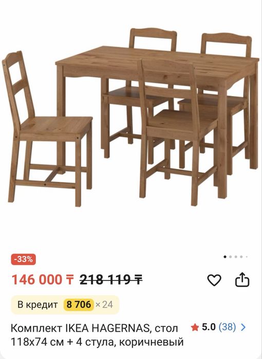 Стол и стулья IKEA