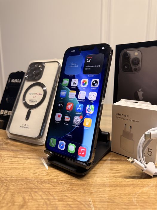 IPhone 13 Pro Max 5G Negru de 256GB cu Folie Husă și Încărcător 35w nou