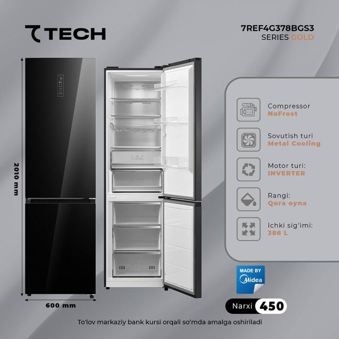 7 Tech Inventirli Muzlatgich 378 litrl