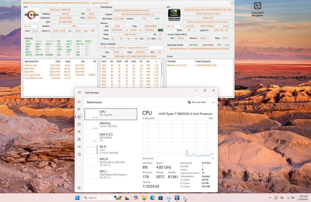 PC Gaming White Ryzen 7 9800X3D RTX 5070