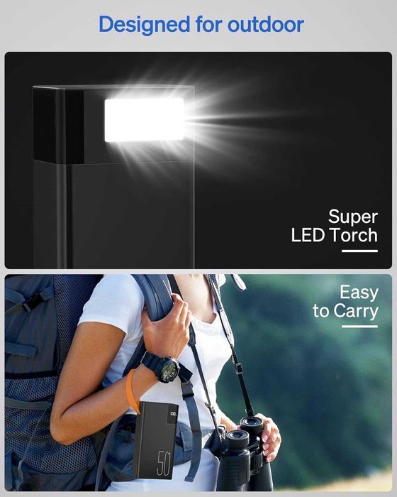 Батерия 50000mAh / 185Wh / 22.5W Power Bank / пауър банк / фенерче ...