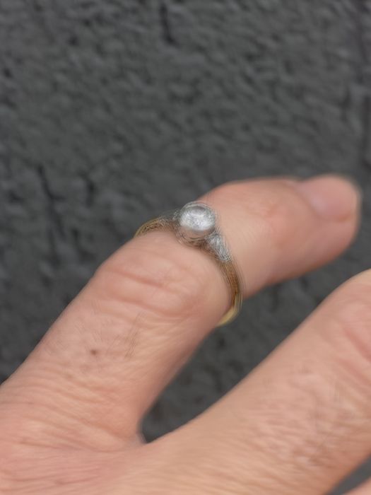 DIAMANT / Inel cu briliant " logodna " tăietură veche , anii 1900 ,