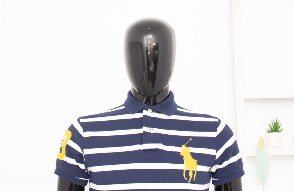 Polo RALPH LAUREN оригинална мъжка тениска синьо райе с яка S
