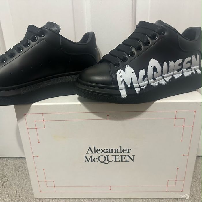 Adidasi Alexander MCQUEEN premium din piele naturala GRAFFITY CUSTOM negri
