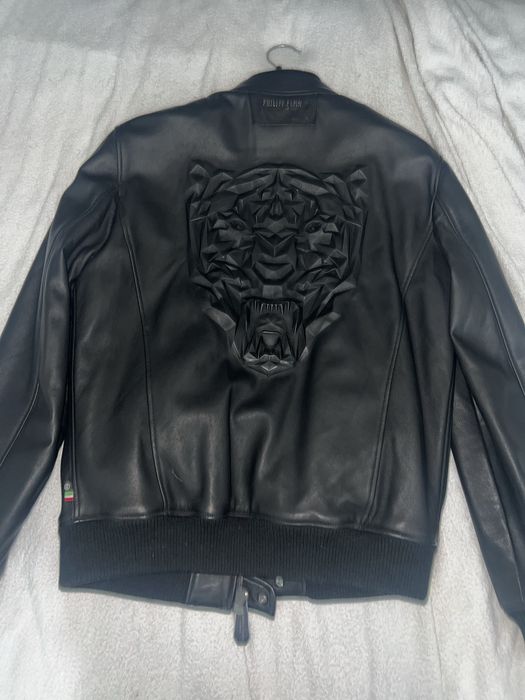 Phillip Plein кожанная куртка-бомбер