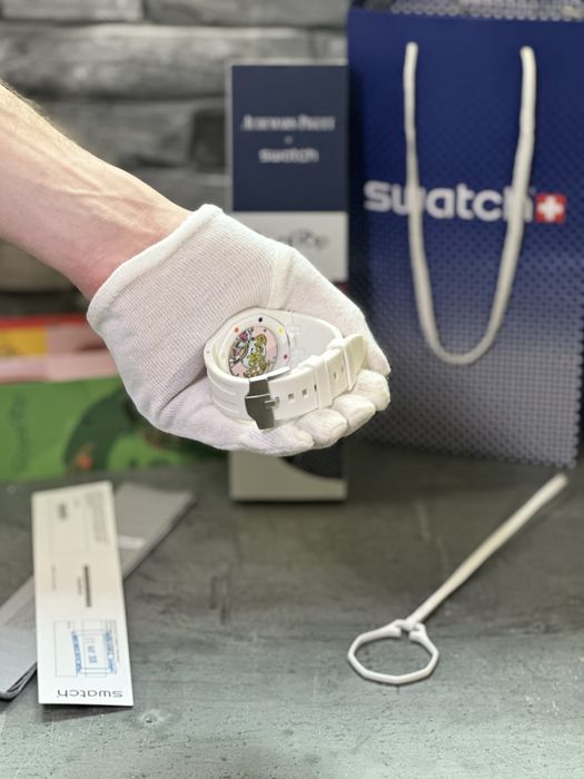 Ceas AP X Swatch Huit Blanc PREMIUM Full Box + Brățară