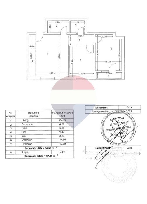Apartament cu 3 camere de vânzare