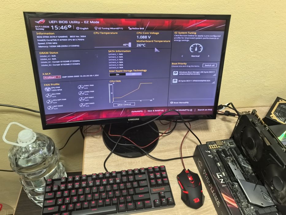 Kit i7 8700k rami 16g ssd m2 246 placa baza Z370-f gaming