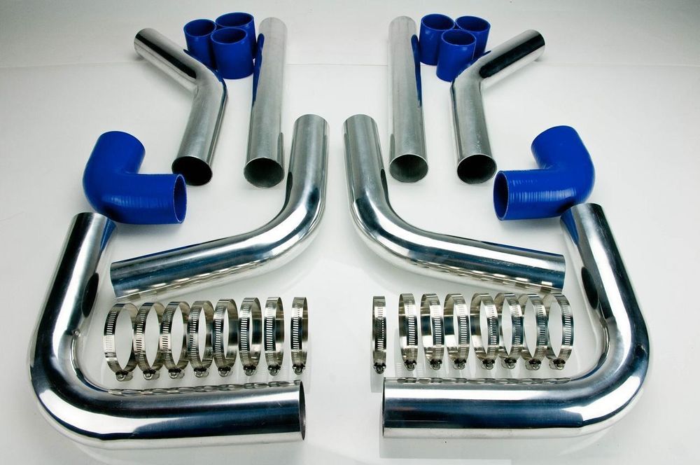 Комплект алуминиеви турбо пътища силиконови снадки и скоби на 57/63мм