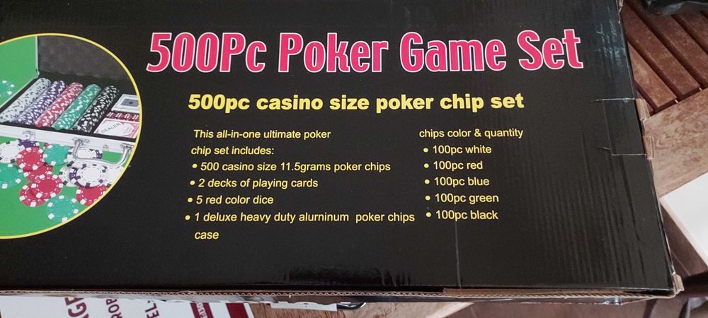 Set poker 500 jetoane de 11,5 gr,  neimprimate. Produs nou.