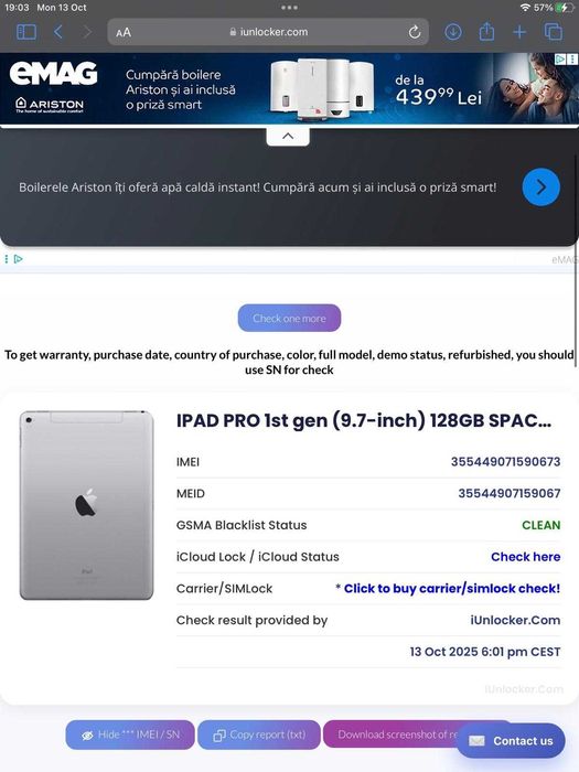 iPad Pro 9.7 inch A1674 128GB LTE WiFi + Cellular