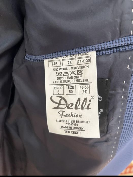 Sacou Bărbați Albastru 50 Slim Fit Nou