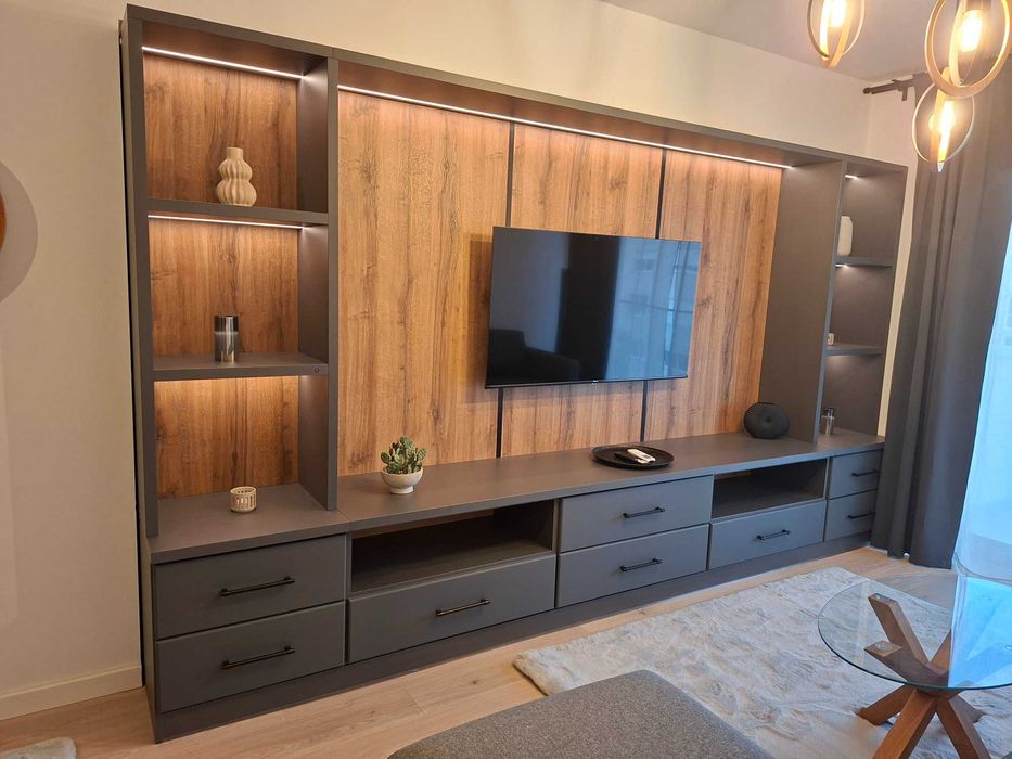 Mobila living moderna,  PAL 18 mm Egger cu 6 sertare si LED