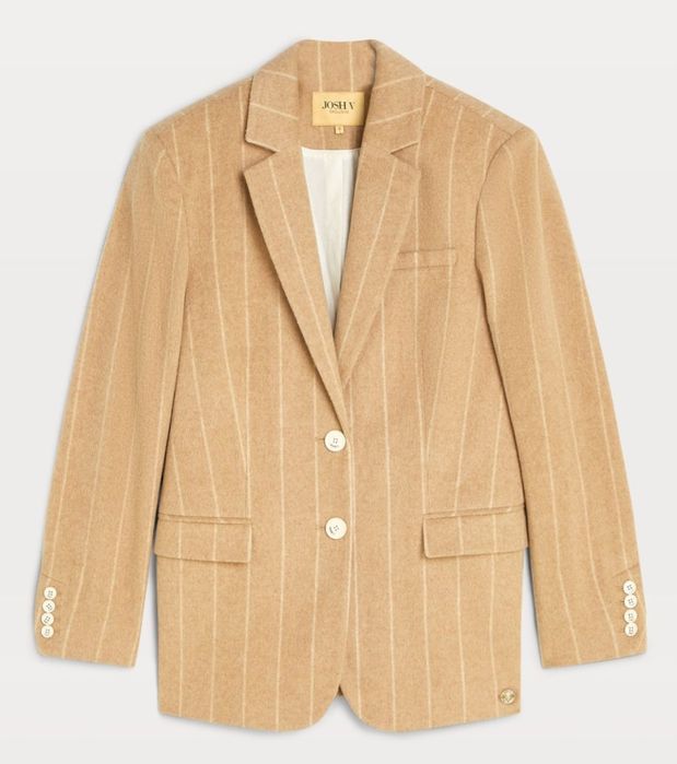 Massimo dutti JOSH V oувърсайз блейзър SADIE с тънки райета - карамел екрю