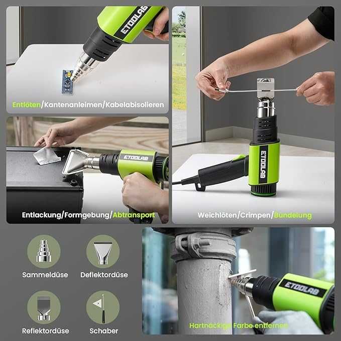 Пистолет за горещ въздух ETOOLAB 2000W темп 50-650°C с LCD дисплей