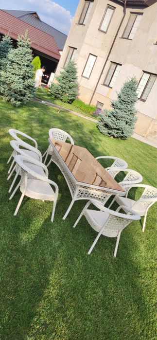 Стол стуля ротанг