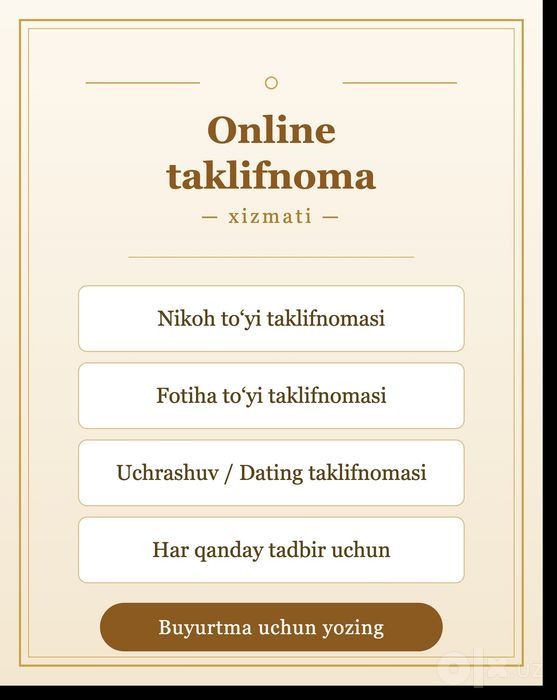 Online taklifnoma yasash xizmati