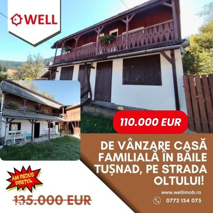 De vânzare casă familială în Băile Tușnad, pe strada Oltului!