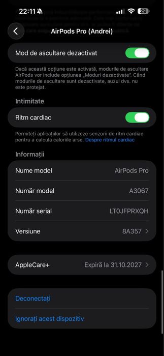 Apple AirPods Pro 3 USB-C/MagSafe-Originale,cu factura,stare excelenta