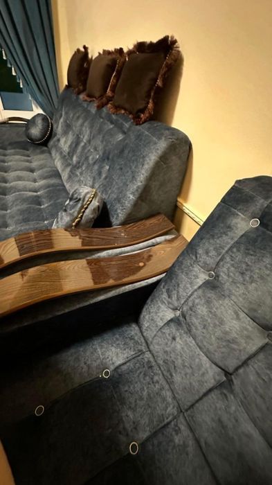 Диван и кресло синий