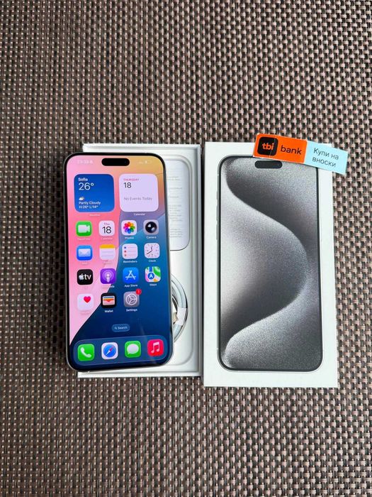 100% БАТЕРИЯ! 512gb! iPhone 15 PRO MAX Лизинг от 32€/мес white Titanium бял