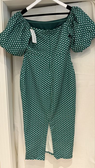 Rochie eleganta,verde cu buline! Mar.L!
