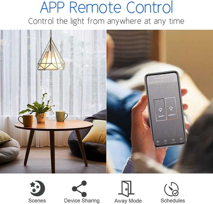 Întrerupător tactil inteligent WiFi cu priză dublă, ramă de sticlă