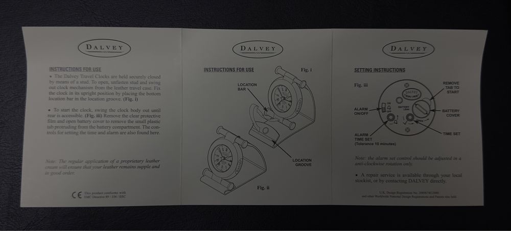 Dalvey Scotland X Leather Travel Clock Black Caviar