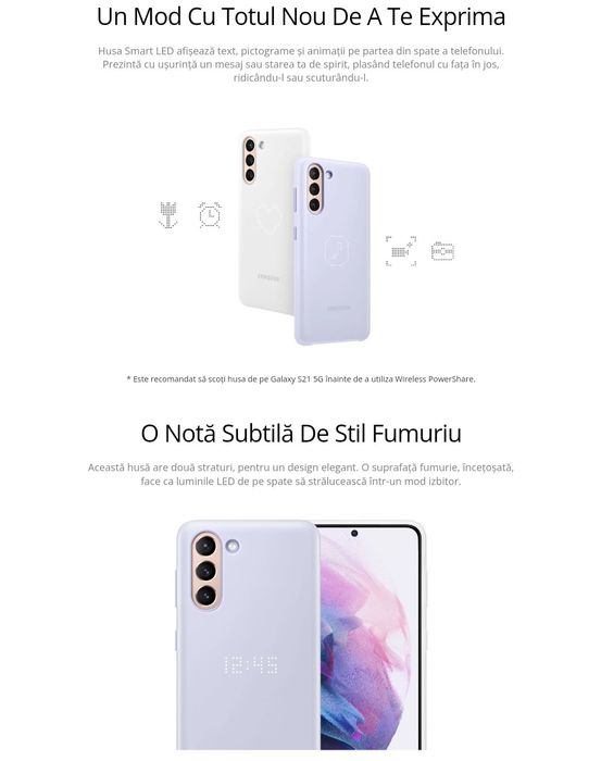 Husa smart activa originala Samsung Led Cover Galaxy S21 S21 5G