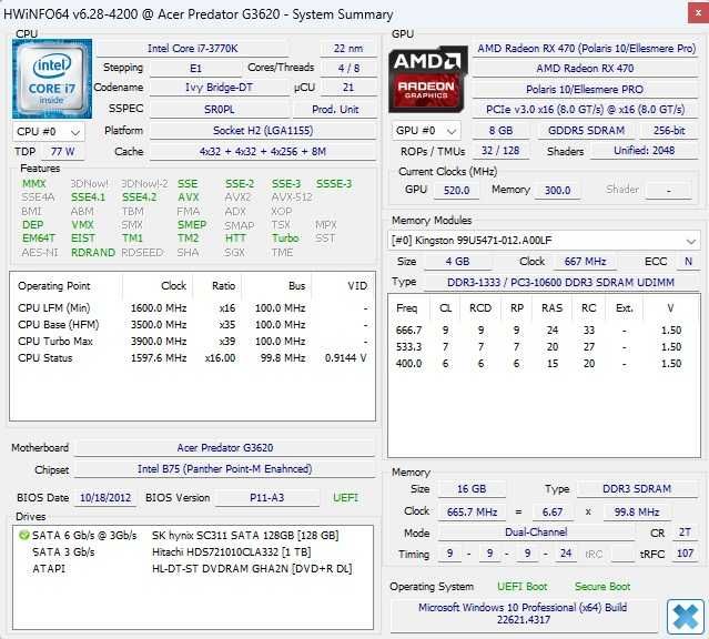 Calculator Unitate Pc Gaming Acer Predator I7 3770K Ram 16 Video 2/4/8 G