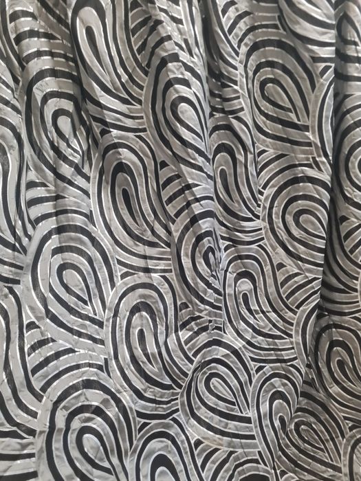 Set 2 draperii din tafta gri și argintiu, 280x130 cm, pliuri cusute