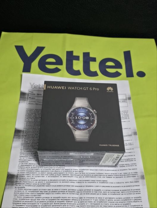 ЗАПЕЧАТАН 46mm Huawei watch GT 6 Pro Гаранция Yettel 2028 TITANIUM
