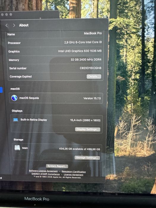 Apple Macbook Pro 2018 15 inch i9, 32 GB RAM, 512GB SSD