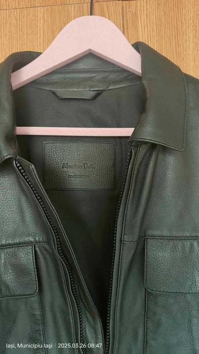 Jachetă din piele, bărbați Massimo Dutti, marim.L,(Super Ofertă).