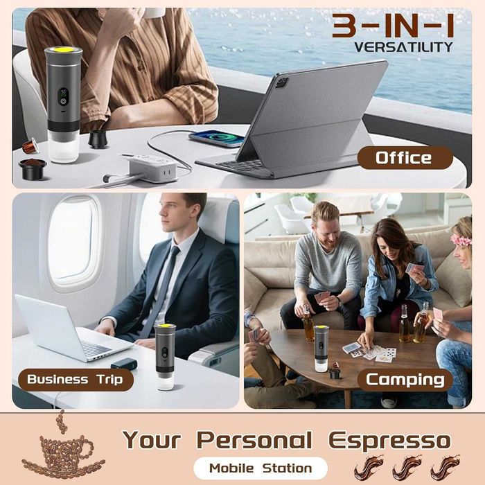 Преносима Кафемашина 3-в-1 с Дисплей (Nespresso, Dolce Gusto, Мляно кафе