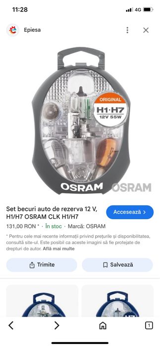 becuri auto 2cutii(seturi)de rezerva 12V, H1/H7 OSRAM CLK H1/H