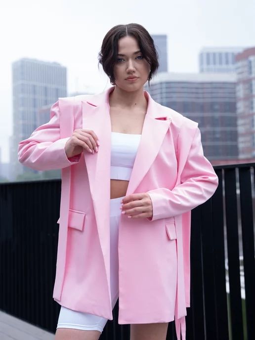 Пиджак платье розовое