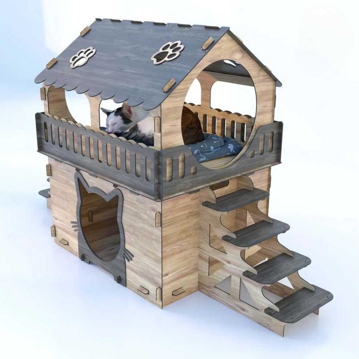 Просторна Многоетажна Къща за Котки – Стилна и Удобна!