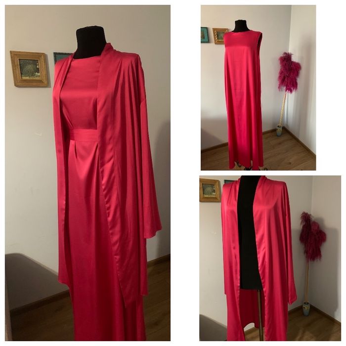 Вечернее платье новое 42-44 шелк / макси платье и кардиган