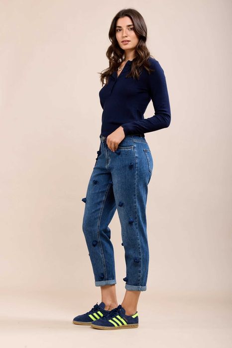 Дънки със сини  рози