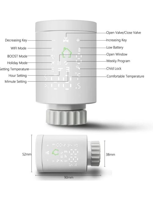 Termostat calorifer Avstar, Wifi, Tuya, Zigbee(trv)