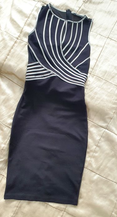 Kikiriki XS/S rochie bodycon neagră cu inserții argintii mini, club party ocazii