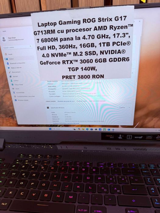 Laptop Gaming ROG Strix G17 G713RM 360hz