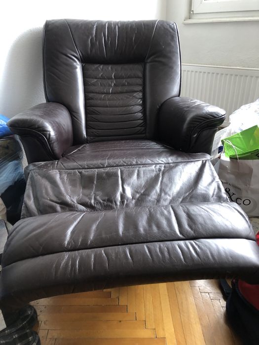 vand 2 fotolii din piele rabatabil picioare