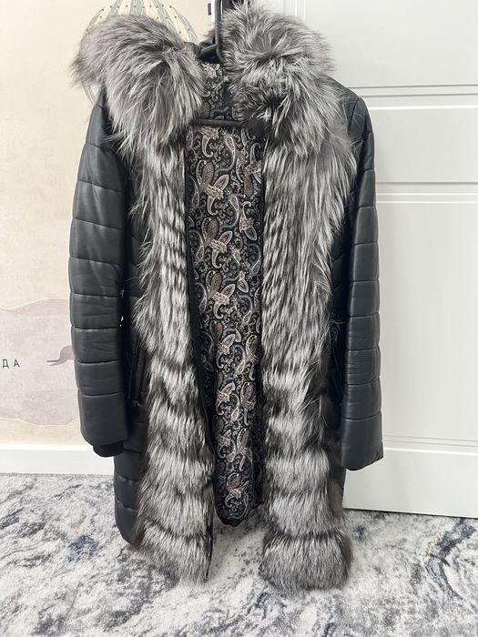 Пуховик кожаный