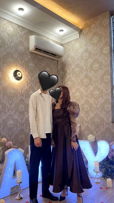 Вечернее коричневое платье