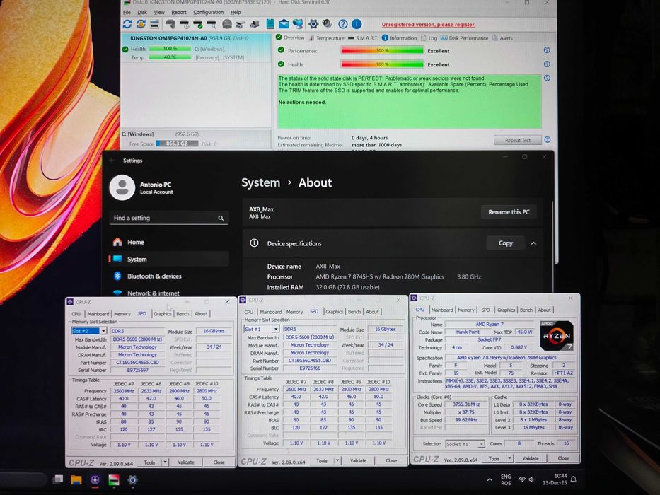Mini PC GEEKOM AX8 Max, Ryzen 7 8745HS, Radeon 780M 32GB DDR5, 1TB SSD